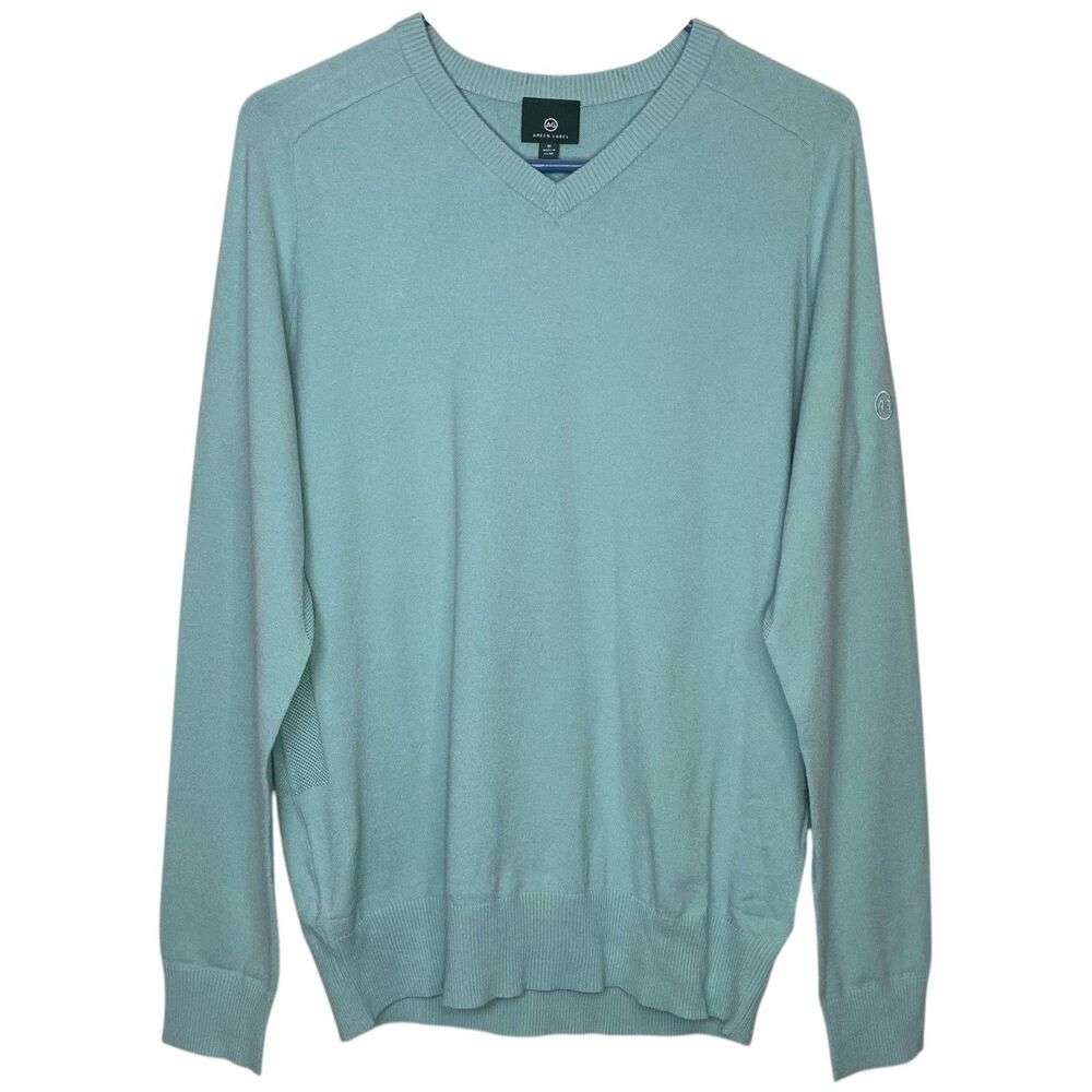 AG Adriano Goldschmied Sweater Mens Medium Blue Green V-Neck Golf Preppy Vented